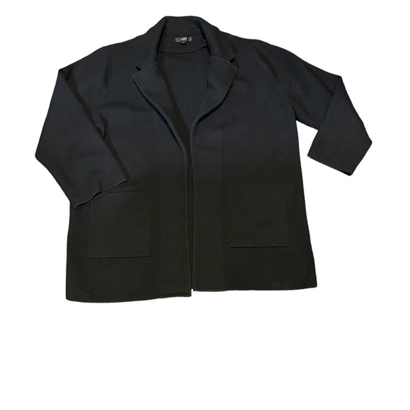 J Crew Sophie Open Front Black Knit Soft Blazer Merino Wool Blend